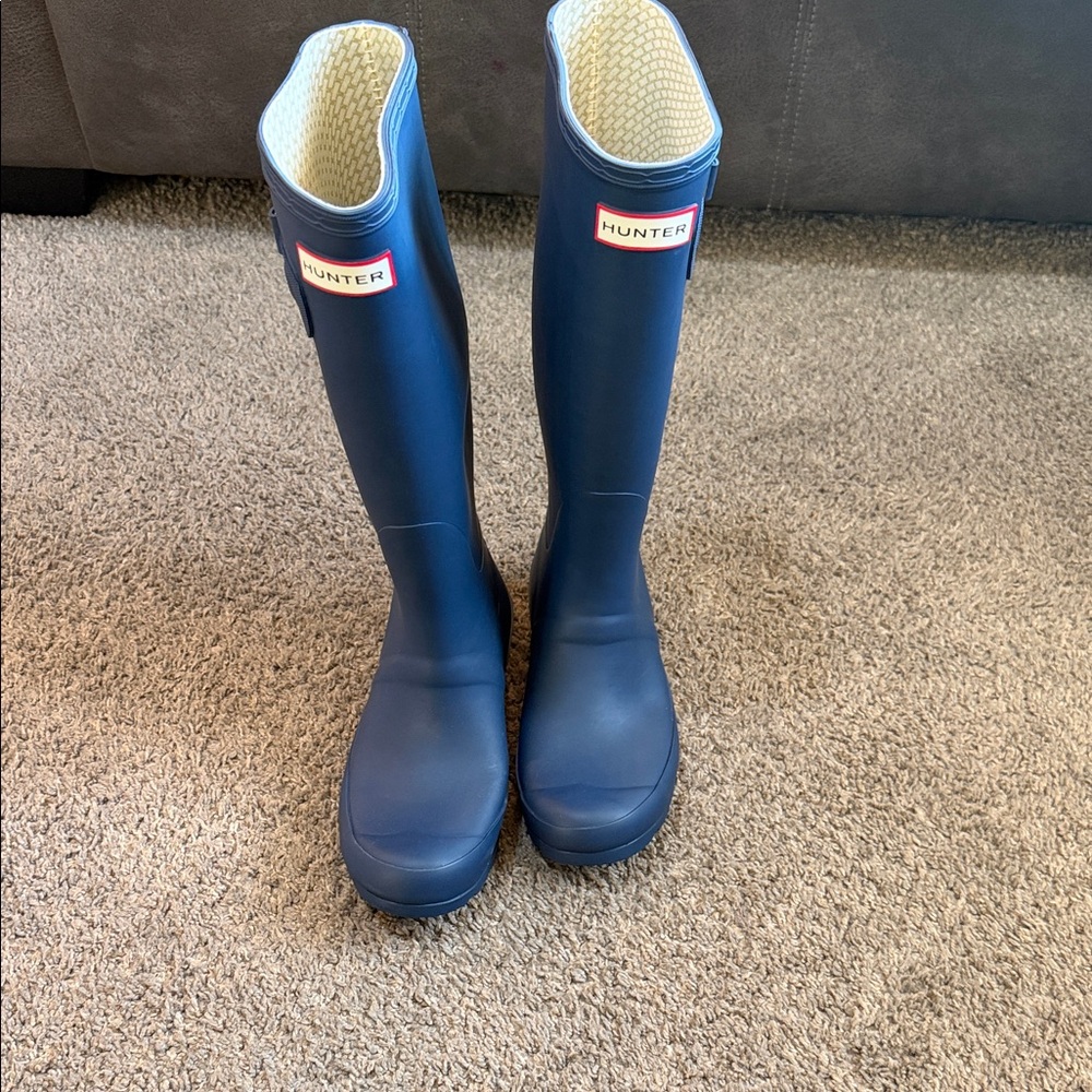 New Without Tags Hunter Original Tall Navy Waterproof Boots - Picture 2 of 9